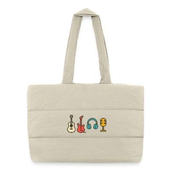 Notes musicales : Cadeau de conception rythmique et rythmique - Sac shopping matelassé - blanc naturel - Devant