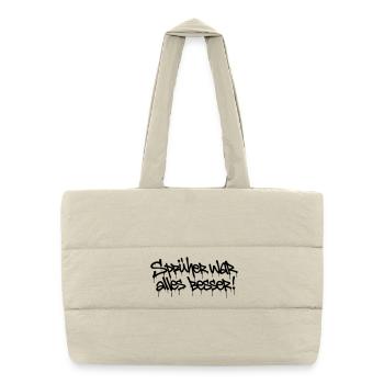 Le pulvérisateur était complètement amélioré ! – Conception de balises de graffiti - Sac shopping matelassé - blanc naturel - Devant