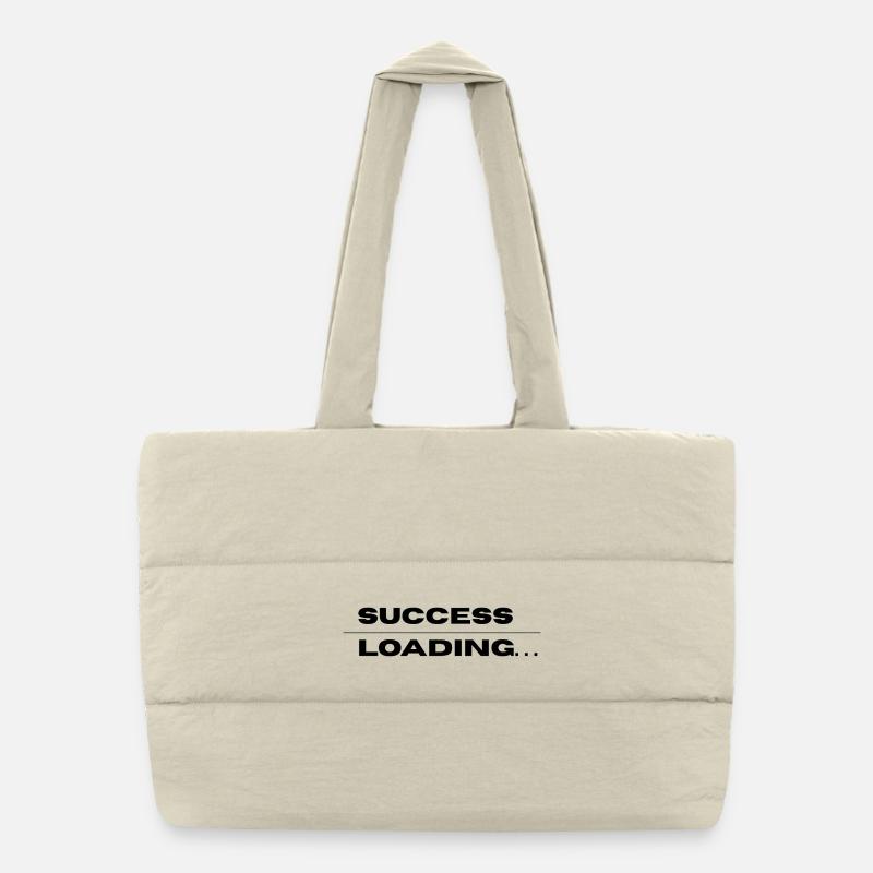 Success Loading – Motivational Quote Design Puffer-Einkaufstasche