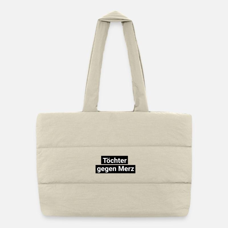 Fille contre Merz CDU uni noir et blanc Sac shopping matelassé
