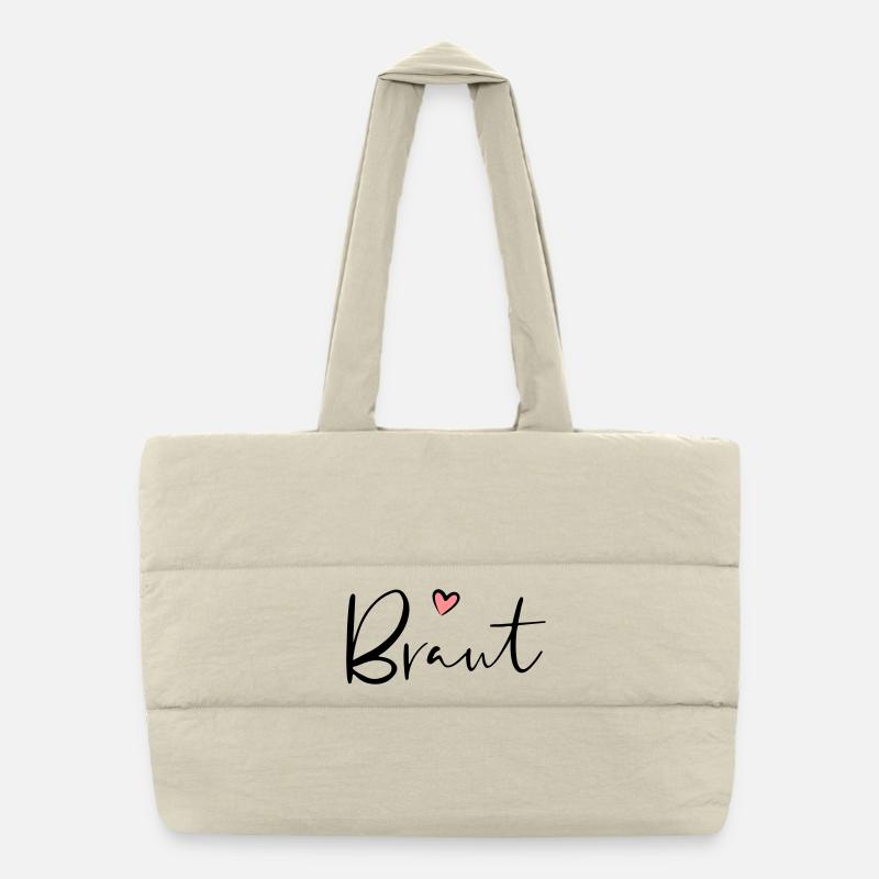 Braut Herz Junggesellinnenabschied Geschenk - Puffer-Einkaufstasche - Naturweiß