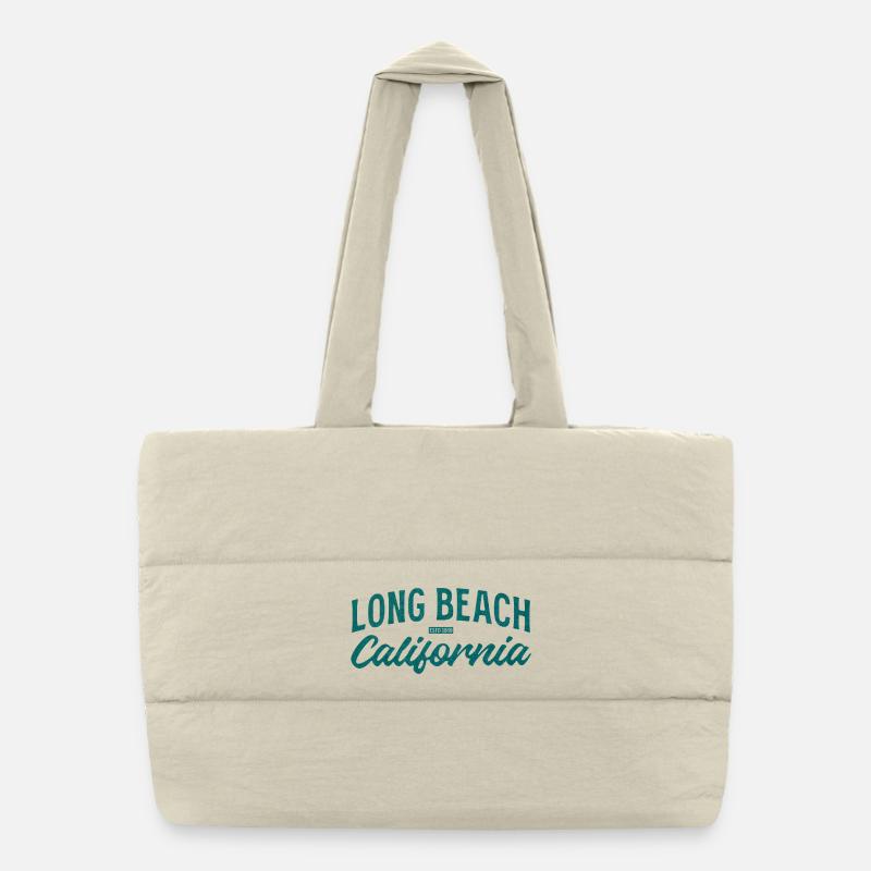 Long Beach California Vintage Script Puffer-Einkaufstasche