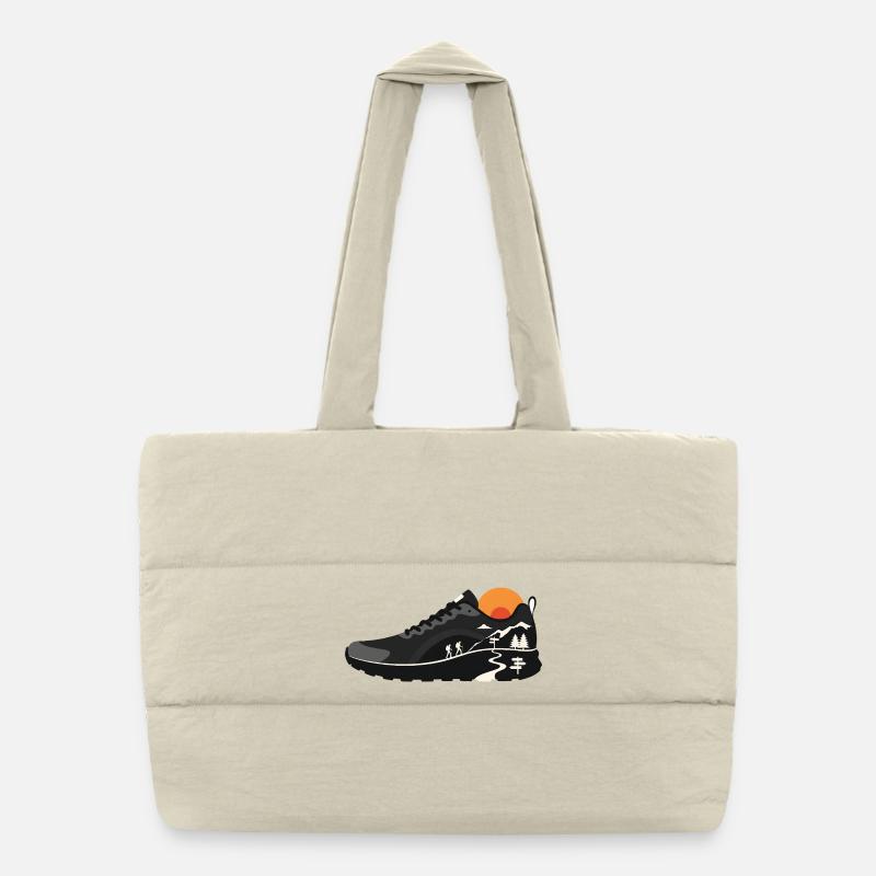 Conception de chaussures de randonnée pour sentiers de montagne - Sac shopping matelassé - blanc naturel