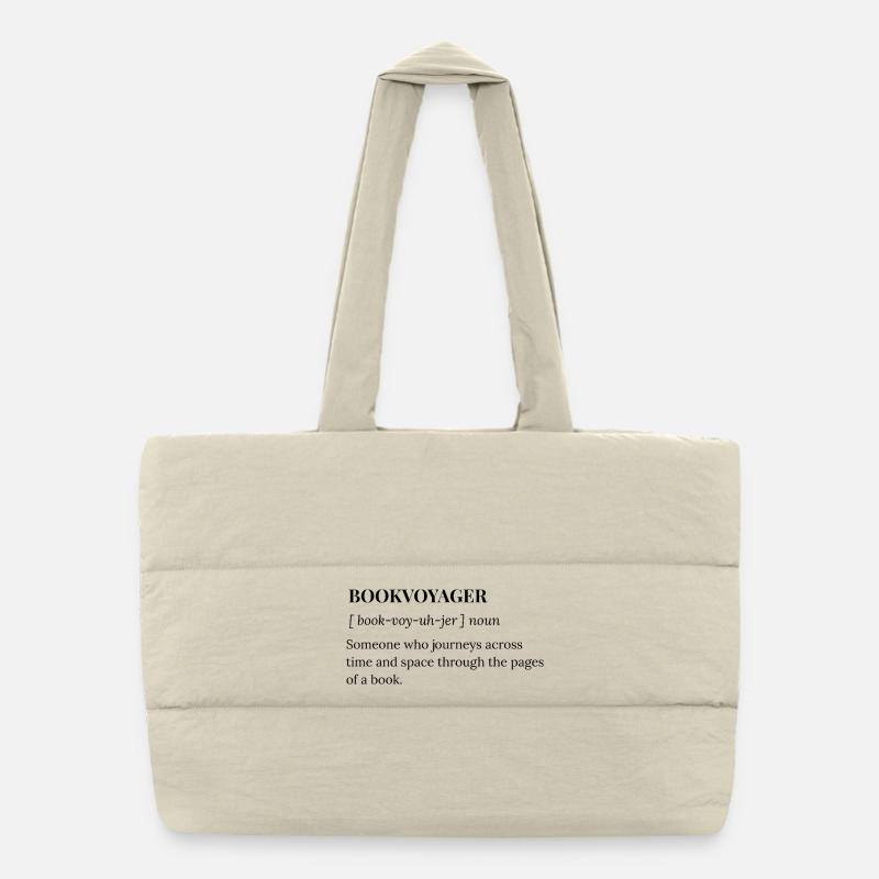 Book Voyager: Journey Through Pages Puffer Shopping Bag
