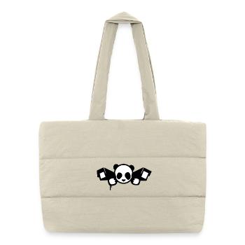 Surveillance Panda – Urban Graphic Style - Puffer Shopping Bag - natural - Front