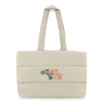 Motorcycle Triptych Line Art - Puffer Shopping Bag - natural - Front