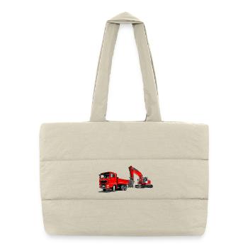 Construction site with excavator and dump truck - Puffer Shopping Bag - natural - Front