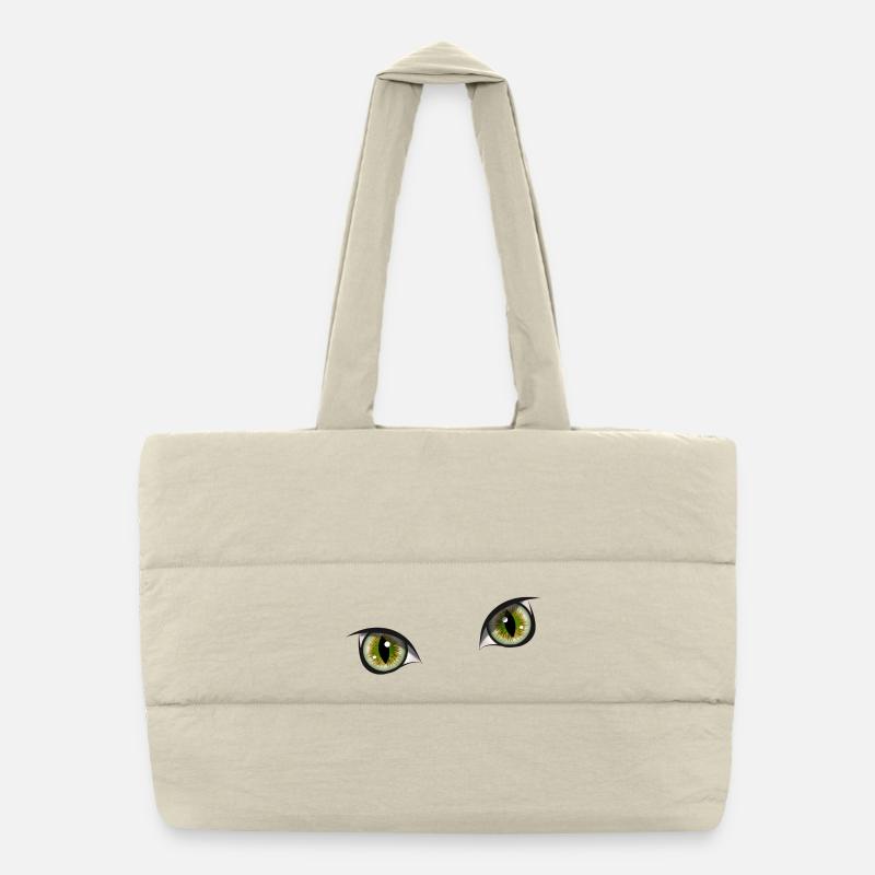 realistic green cat eyes Puffer Shopping Bag