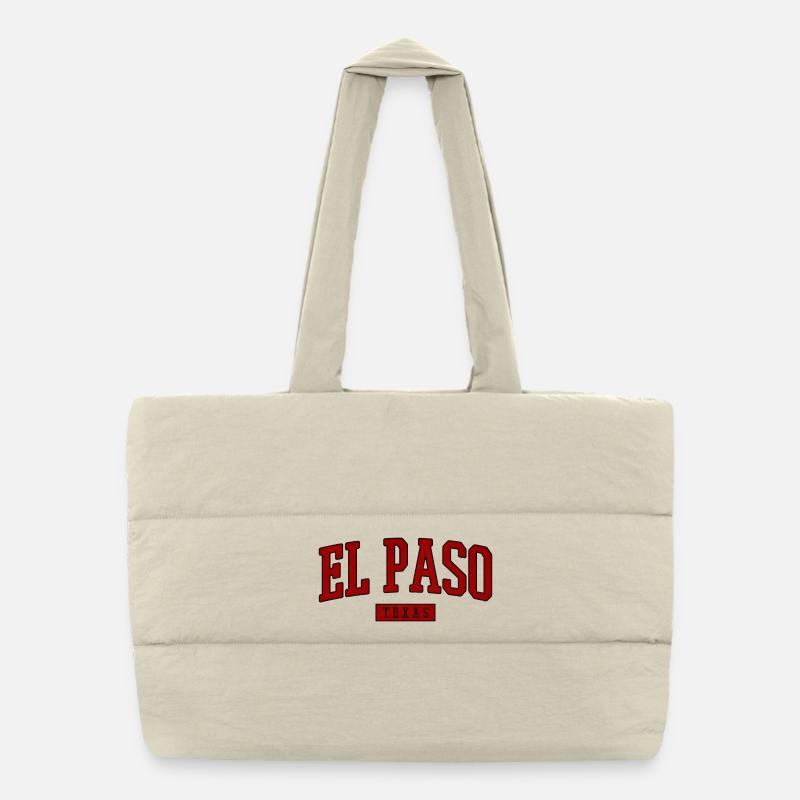 El Paso Vintage Varsity Schrift Puffer-Einkaufstasche