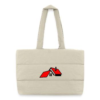 Maison avec logo de toit rouge - Sac shopping matelassé - blanc naturel - Devant