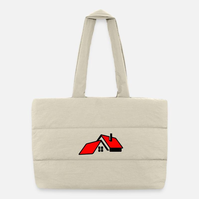 Maison avec logo de toit rouge Sac shopping matelassé