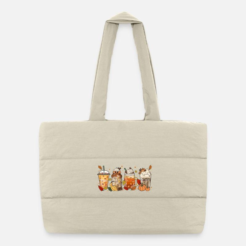 Halloween Café Thé Rétro Citrouille Cacao Automne Sac shopping matelassé