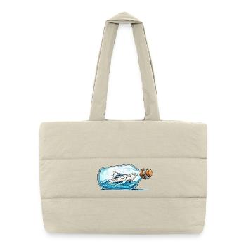 Bateau-bouteille en haute mer - Sac shopping matelassé - blanc naturel - Devant