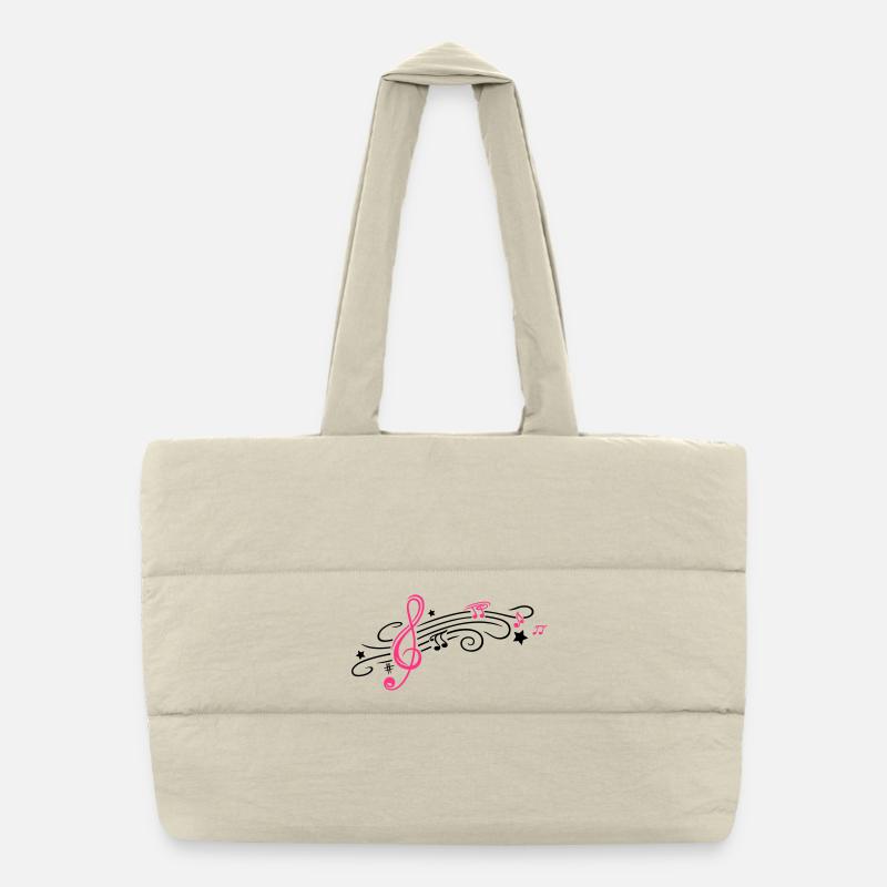 Music, clef with stars and music notes Puffer Shopping Bag