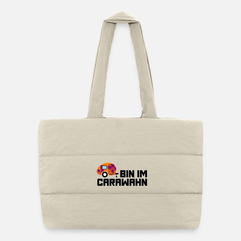 Caravan Palm Trees Caravan Holiday Camping Camper Puffer Shopping Bag
