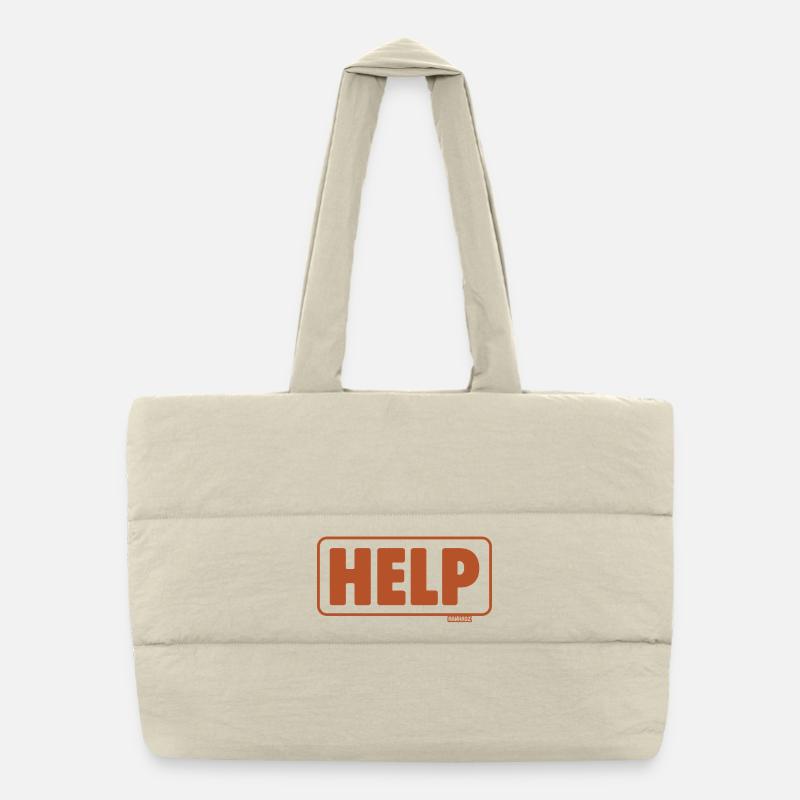 Emergency Sign Retro Design Help Puffer Shopping Bag