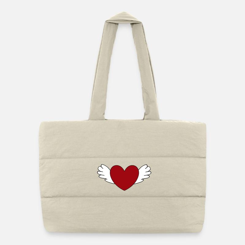 red heart with wings gift Valentine's Day Puffer Shopping Bag