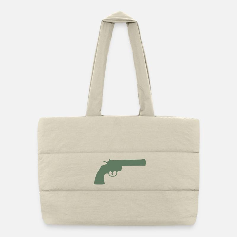 Silhouette du revolver vert Sac shopping matelassé
