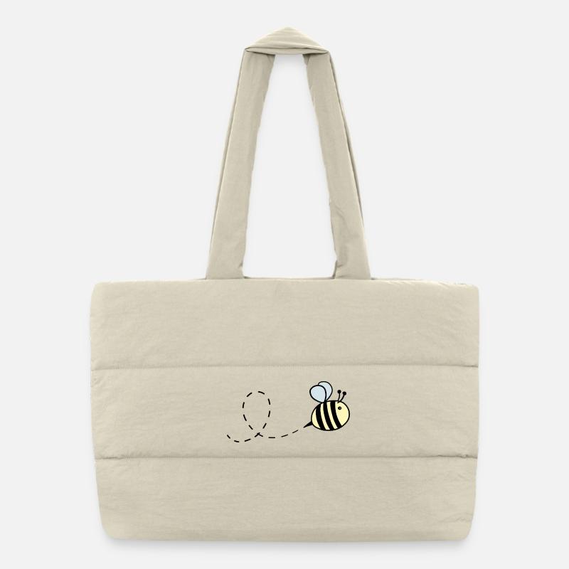 Bumblebee pastel flying - Puffer Shopping Bag - natural