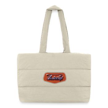 Brutalist – Emblème rétro-futuriste chromé - Sac shopping matelassé - blanc naturel - Devant