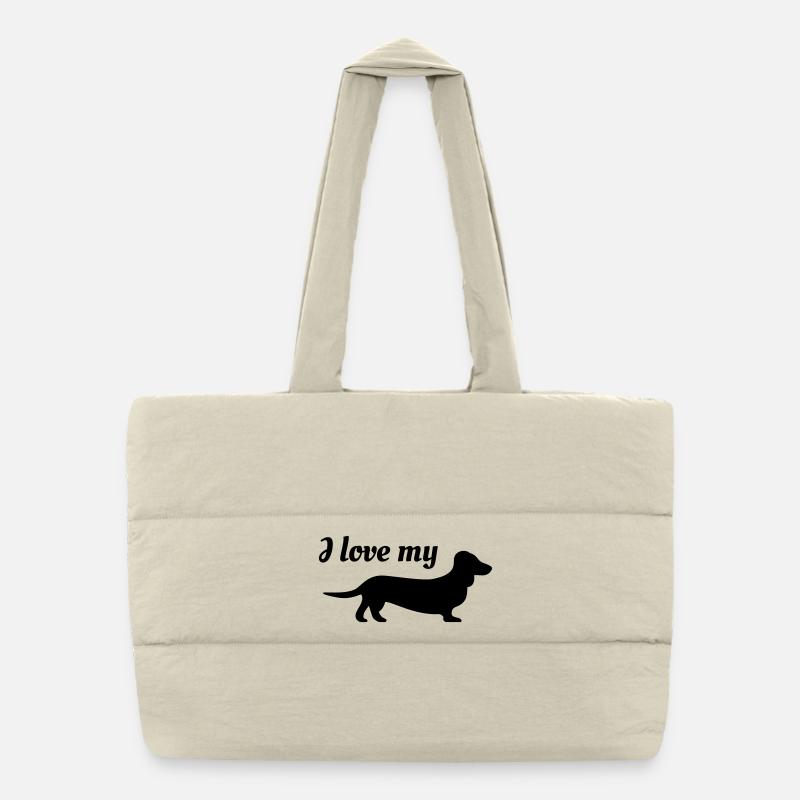 J’adore mon teckel Sac shopping matelassé