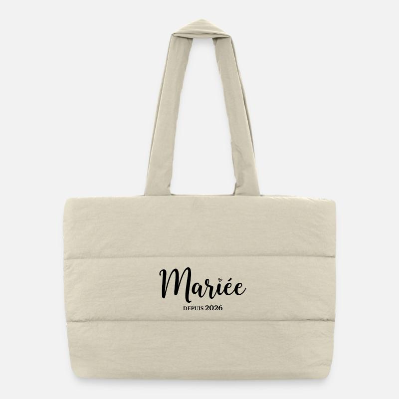 Bride Since 2026 Elegant Design for Wedding Puffer Shopping Bag