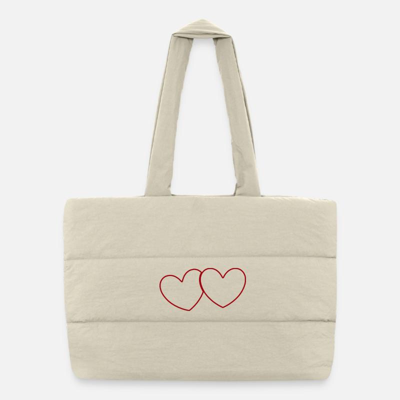 2 rote Herzen Herz Geschenk Valentinstag Puffer-Einkaufstasche