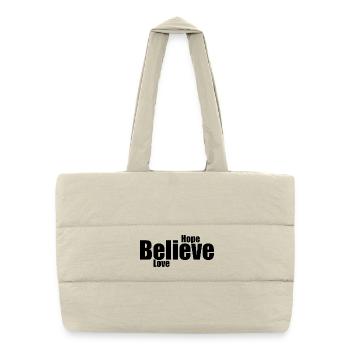 Faith Love and Hope Typographic Design - Puffer Shopping Bag - natural - Front
