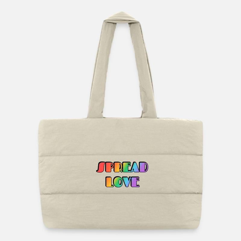 Spread Love Regenbogentypografie Puffer-Einkaufstasche