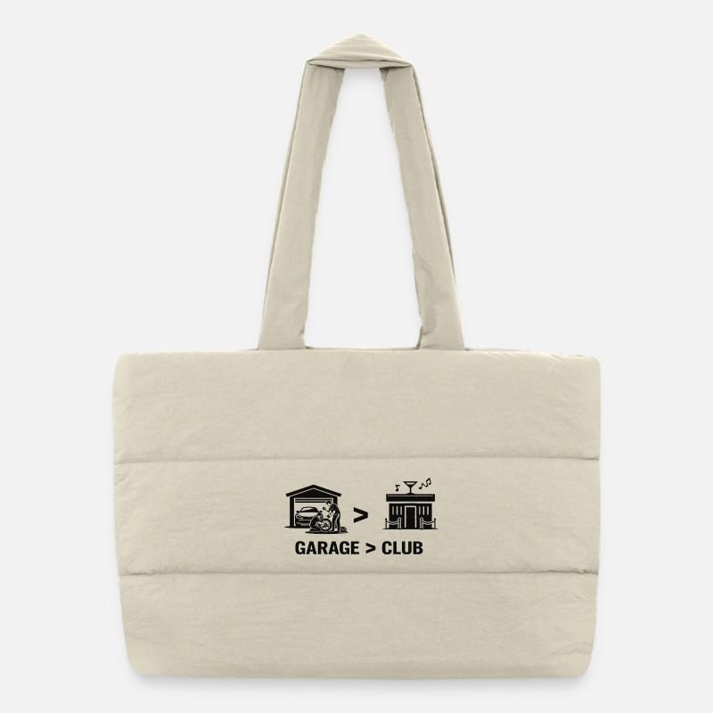 Garage vs Club Workshop Night Puffer Shopping Bag