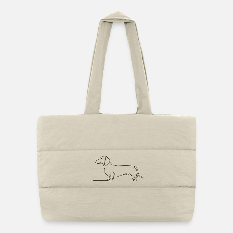 Dachshund Dachshund One Line Art Puffer Shopping Bag