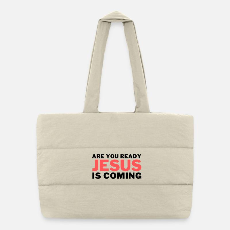 Jesus Lettering Red Retro Puffer Shopping Bag