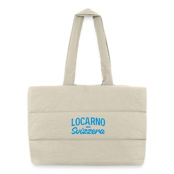 Locarno Blue Hand Lettering Switzerland - Puffer Shopping Bag - natural - Front