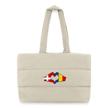 Danemark Roumanie Forme de coeur avec les mains - Sac shopping matelassé - blanc naturel - Devant