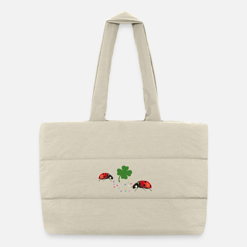 Marienkäfer Kleeblatt Glück Puffer-Einkaufstasche