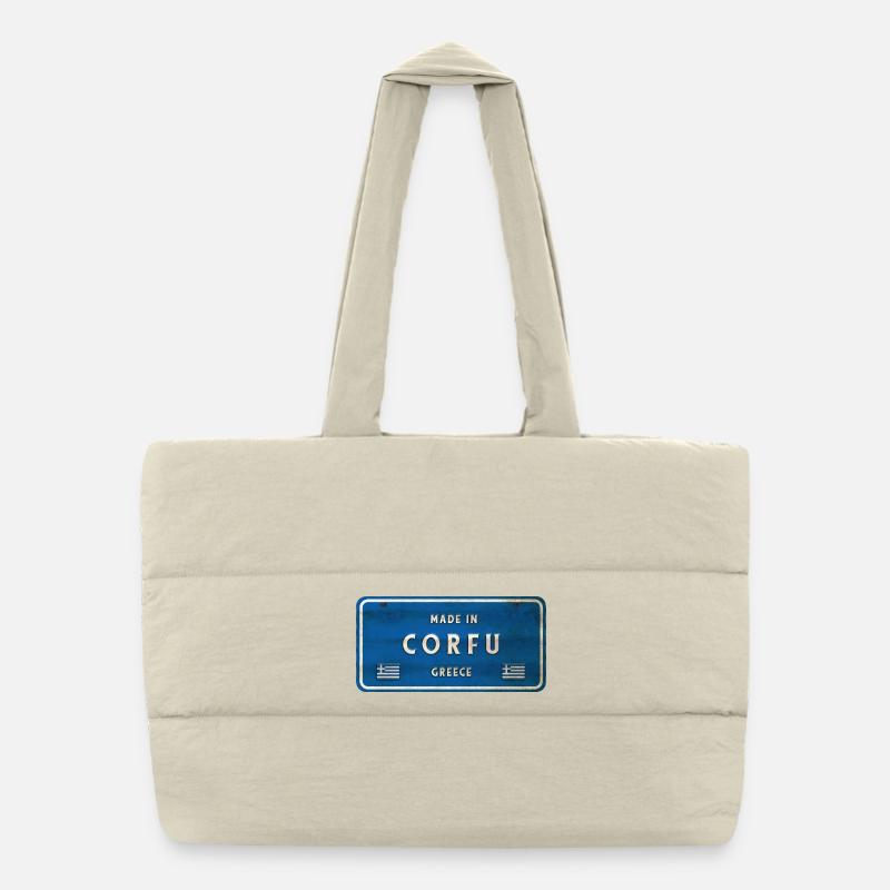 Panneau vintage Corfou Grèce Sac shopping matelassé