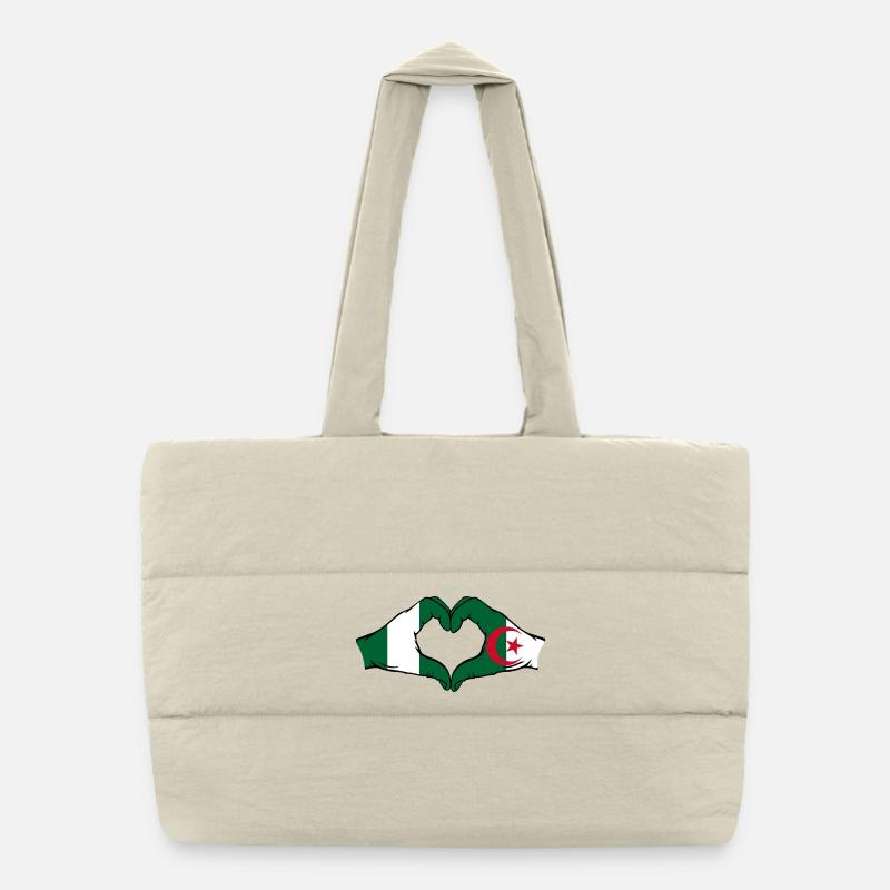 Nigeria Algérie Drapeau Coeur Forme Sac shopping matelassé