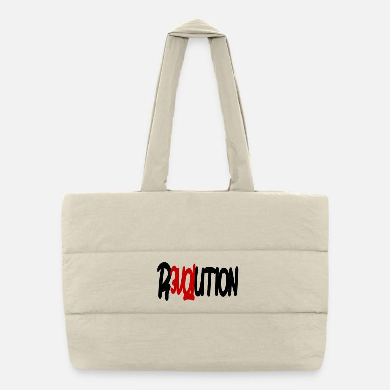 Revolution - Love - Puffer-Einkaufstasche - Naturweiß