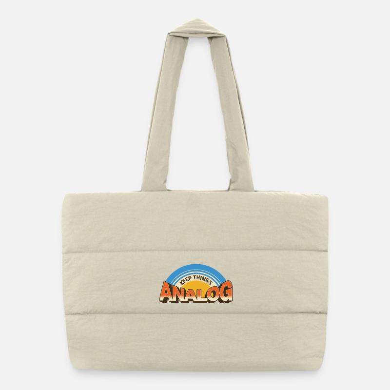 Keep Things Analog – Retro Tech Statement - Puffer Shopping Bag - natural