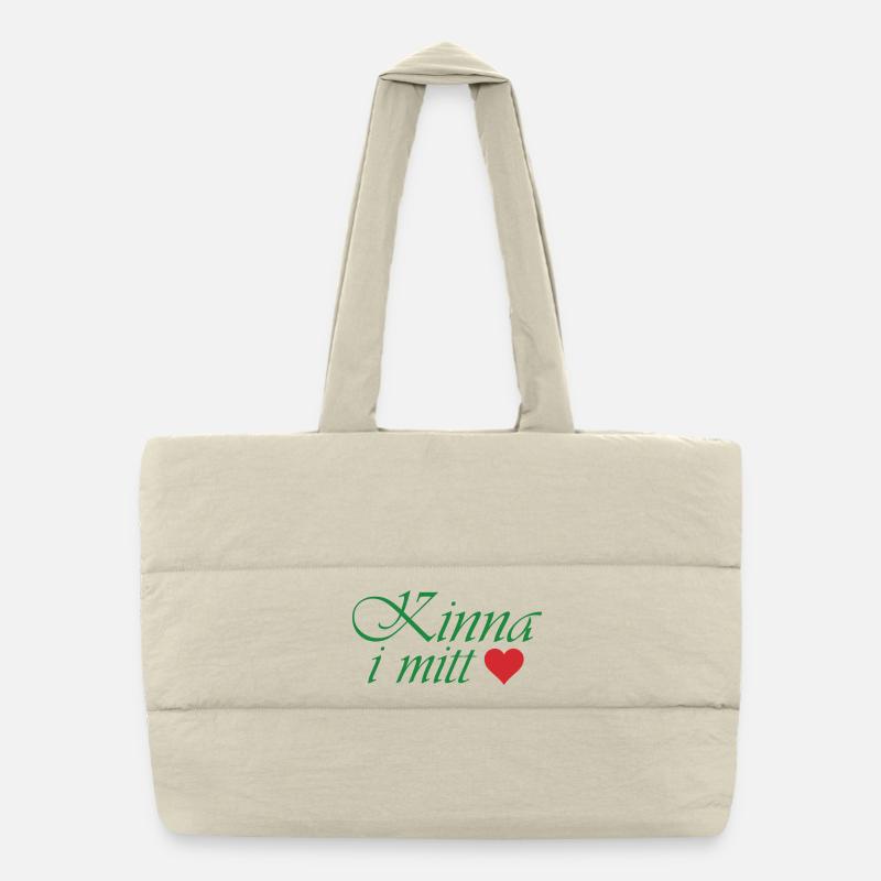Femme au centre – Calligraphie verte avec cœur Sac shopping matelassé