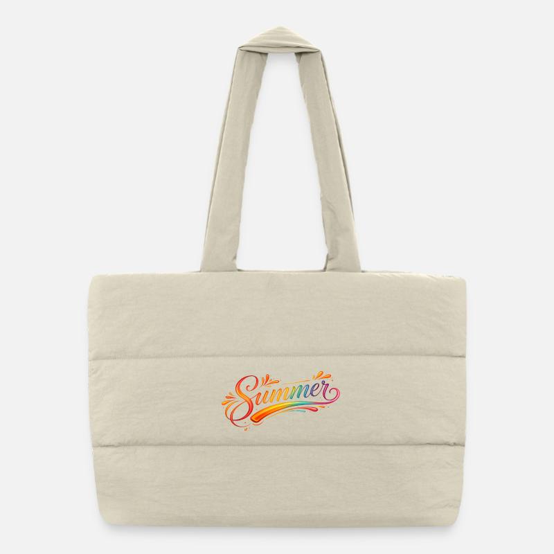 Illustration rétro en lettrage d’été Sac shopping matelassé