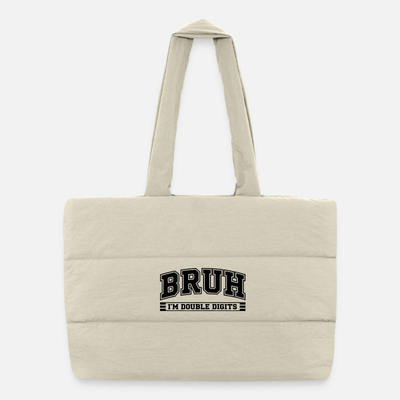 Bruh 10 Year Old Double Digits Humor Birthday Puffer Shopping Bag