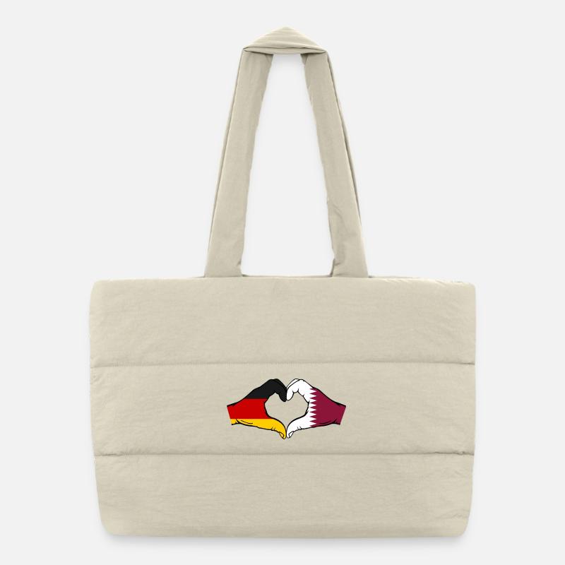 Allemagne Qatar drapeau mains forme coeur Sac shopping matelassé