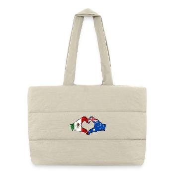 Mexique Australie drapeau mains forme de coeur utilisé - Sac shopping matelassé - blanc naturel - Devant