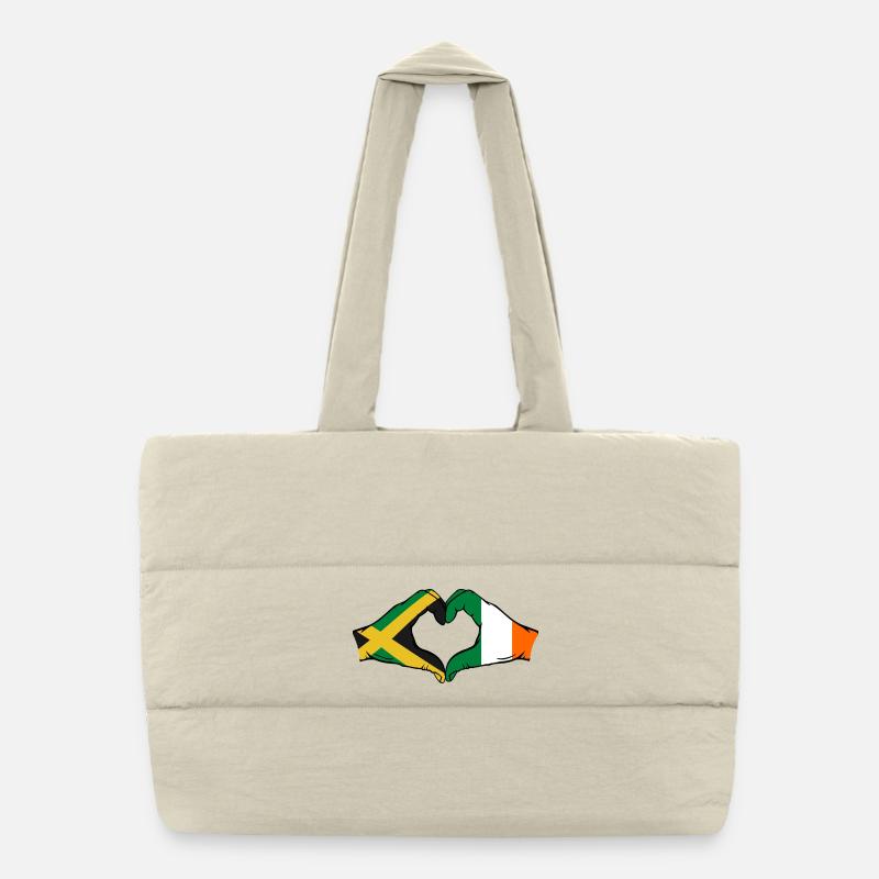 Jamaica Ireland Hands Heart Shape Puffer Shopping Bag