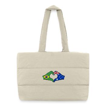 Brazil Australia Hands Heart Shape - Puffer Shopping Bag - natural - Front