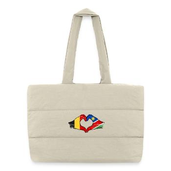 Belgium Namibia Flag Hands Heart Shape Used - Puffer Shopping Bag - natural - Front