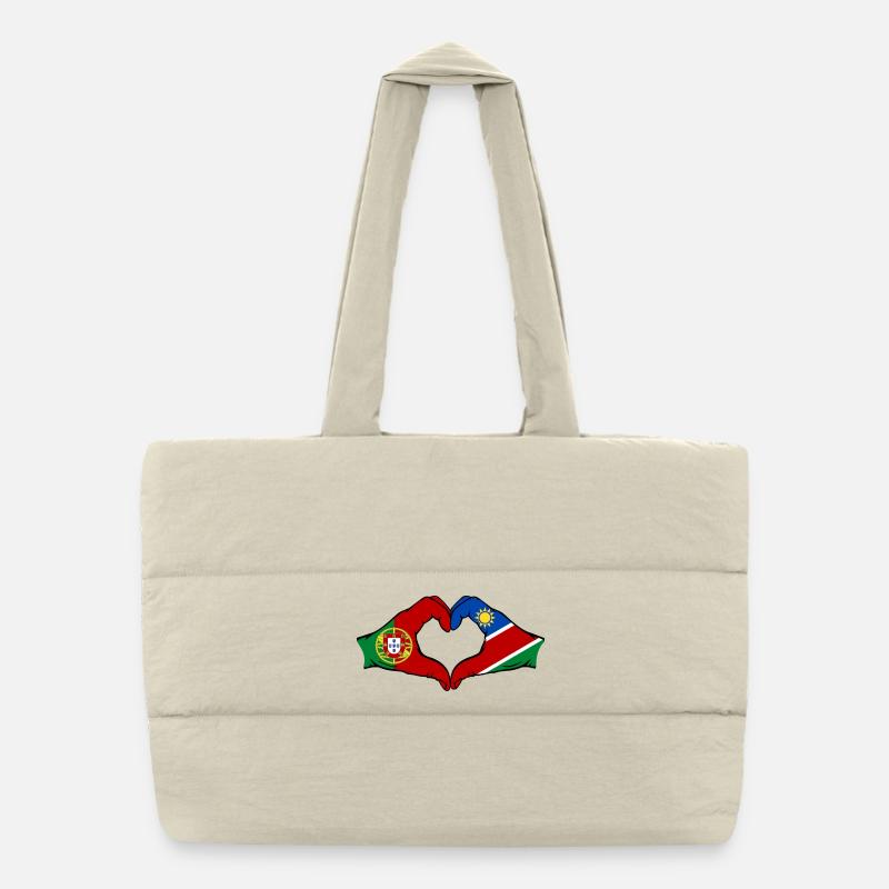 Portugal Namibia Flag Heart Puffer Shopping Bag