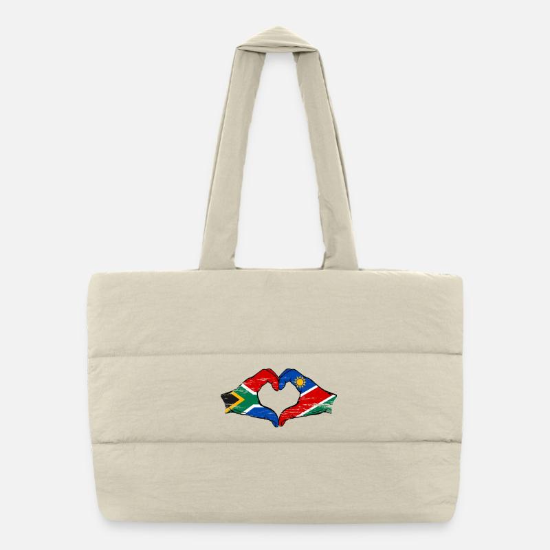 South Africa Namibia flag heart used Puffer Shopping Bag