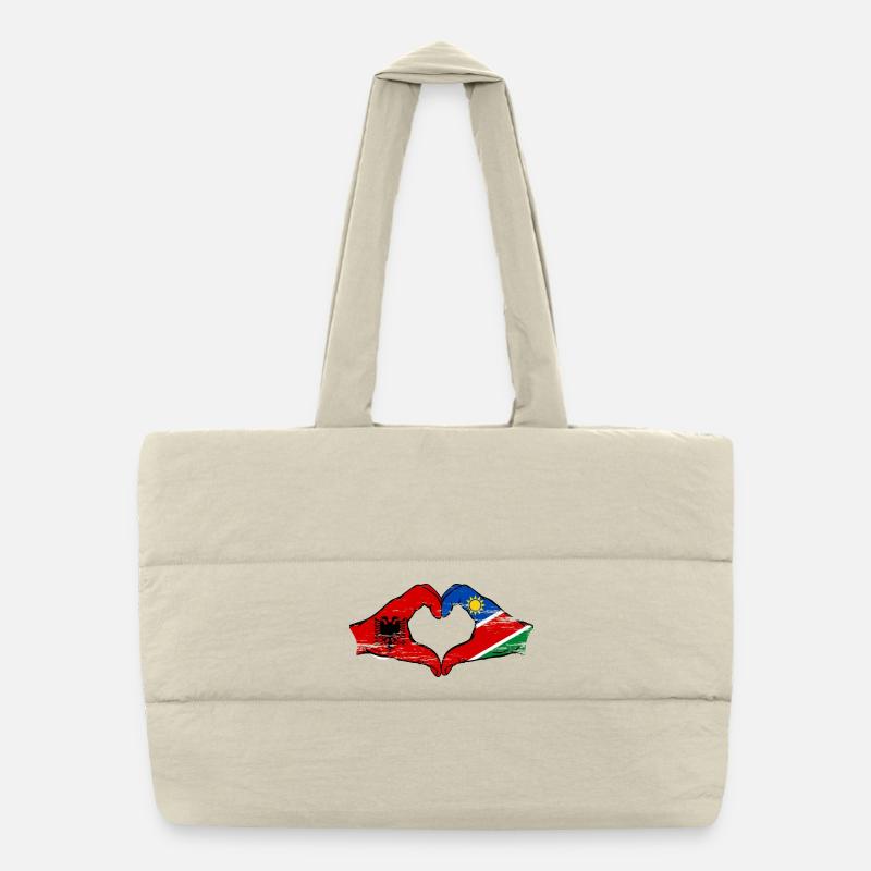 Albanien Namibia Flagge Hände Herzform used Puffer-Einkaufstasche